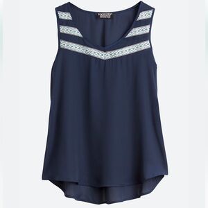 Papermoon Navy Sleeveless Top with Geometric Boho Pattern - Size XS